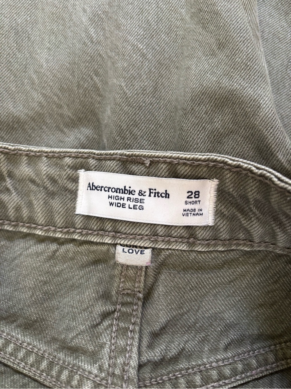 Abercrombie & Fitch Olive Green Wide Leg High-Rise Jeans - Picture 6 of 6